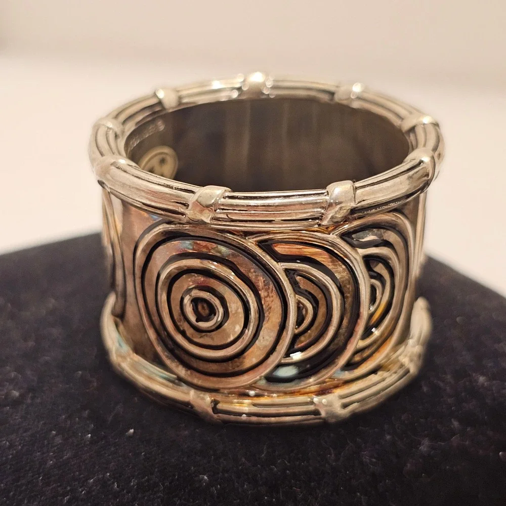 Godinger Silver Plated Napkin Rings Set Boxed of 8 MCM Spiral Bombay Co Heavy